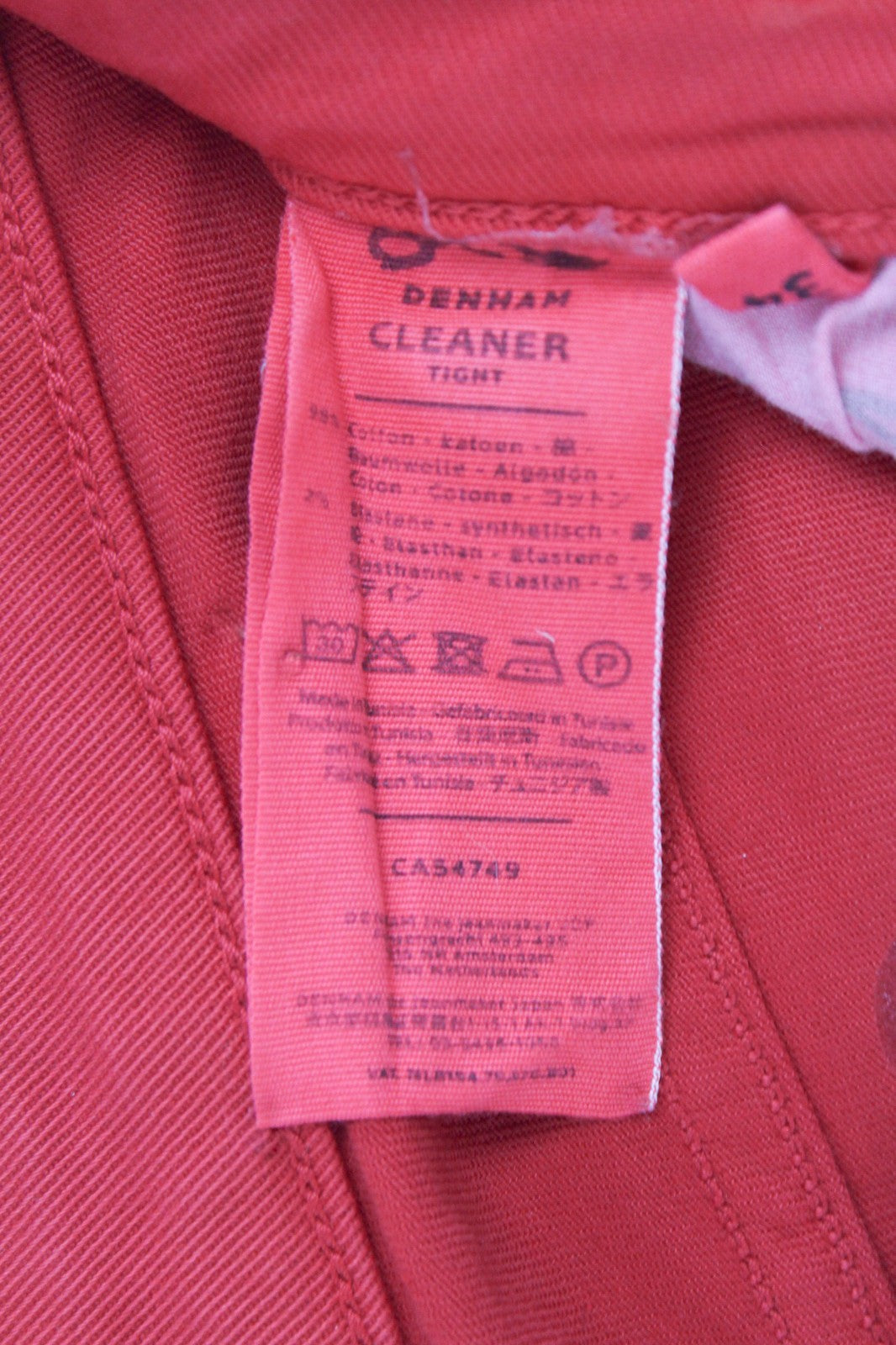 DENHAM Women Jeans W27/L34 Slim Coated Red Cotton Stretch Dyed 5-Pocket