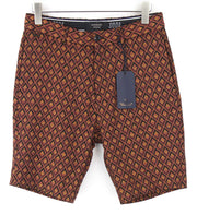 SCOTCH & SODA Ams Couture Men Shorts W28 Brown Patterned Cotton Stretch Summer