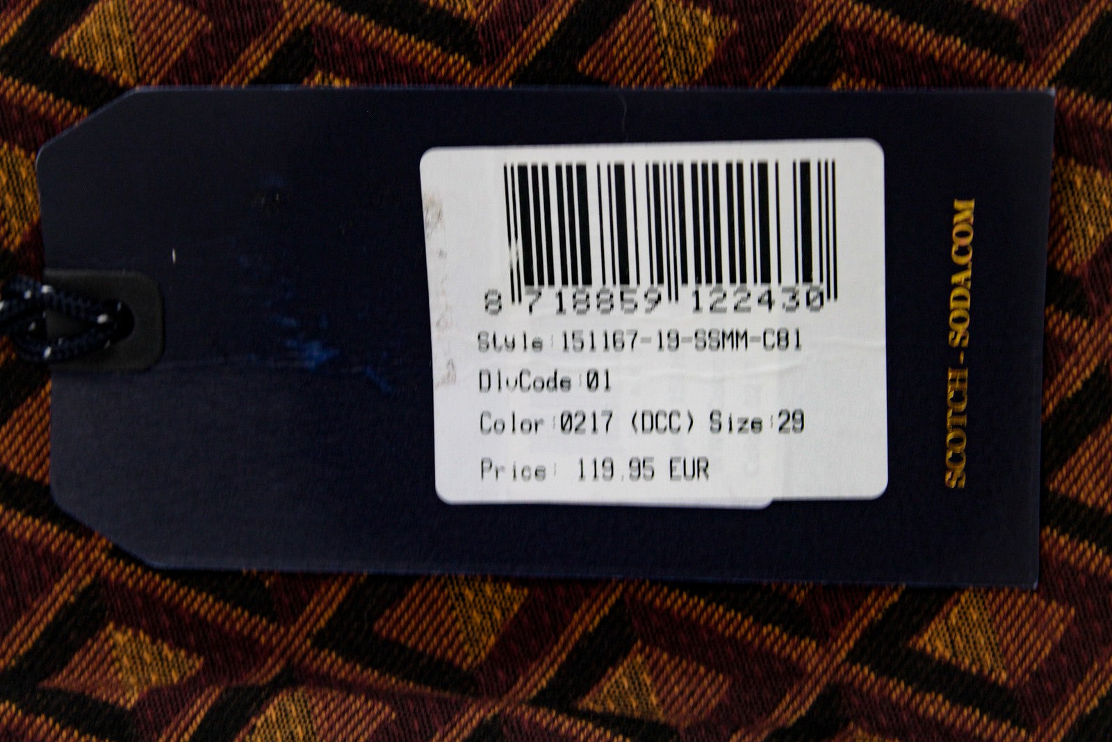 SCOTCH & SODA Ams Couture Men Shorts W28 Brown Patterned Cotton Stretch Summer