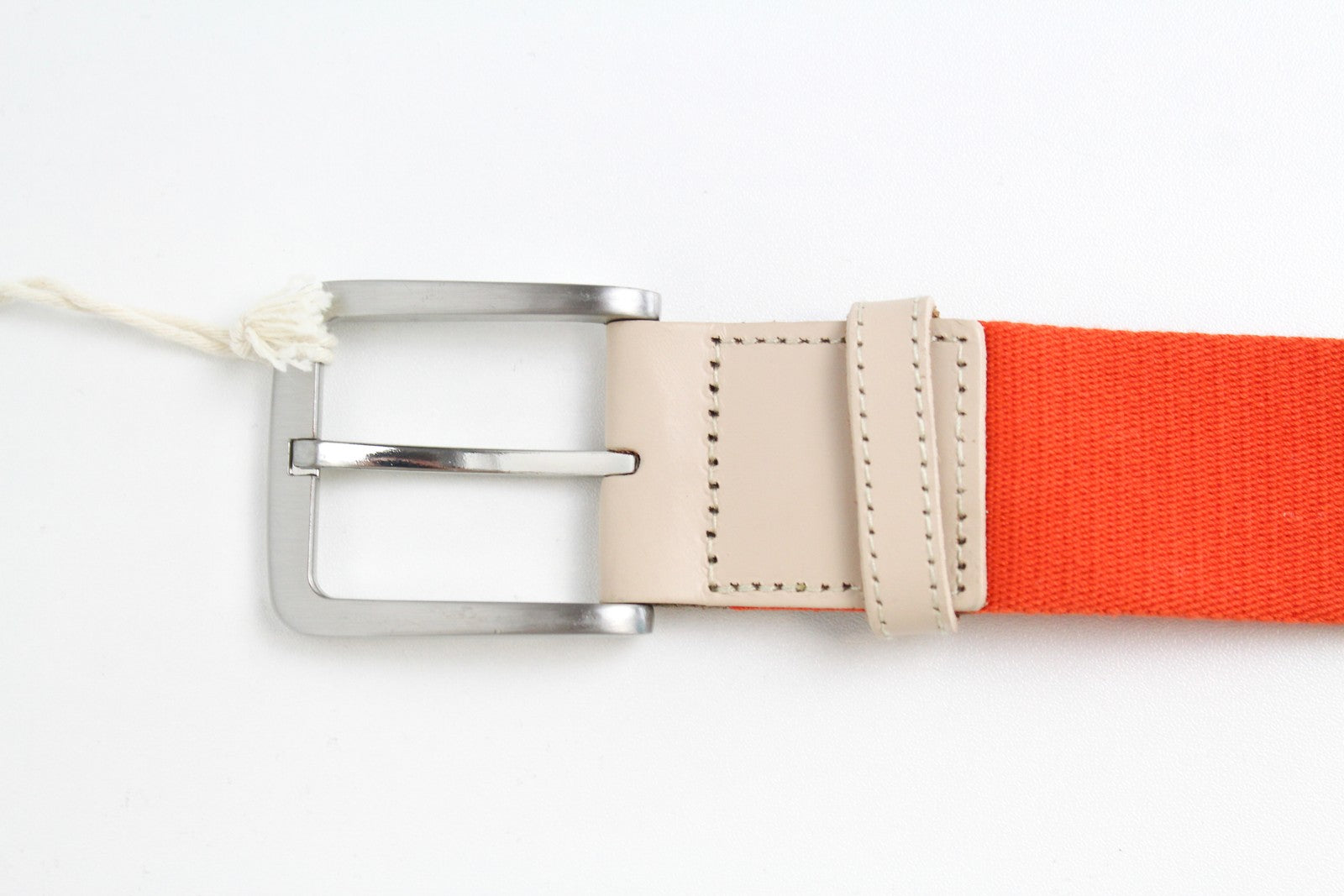 HARMONT & BLAINE Men Belt 100 cm Orange Squared-End Casual Beige Leather Details
