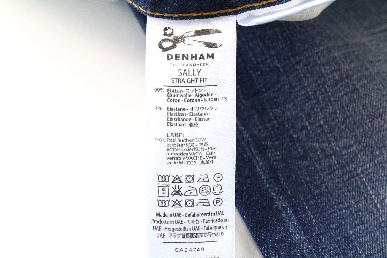 DENHAM Sally Women Jeans W26/L34 Straight Blue Washed Cotton Stretch Denim