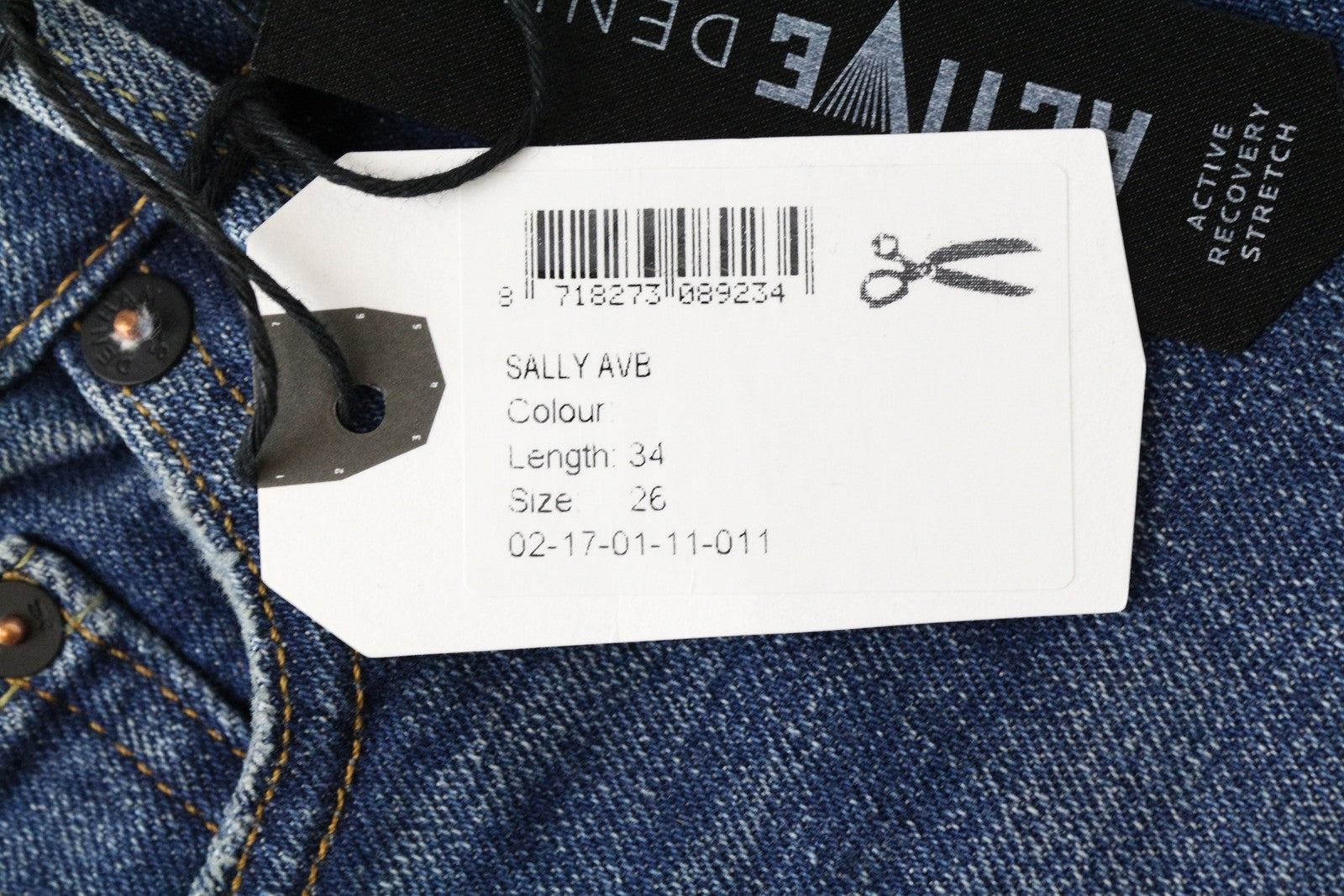DENHAM Sally Women Jeans W26/L34 Straight Blue Washed Cotton Stretch Denim