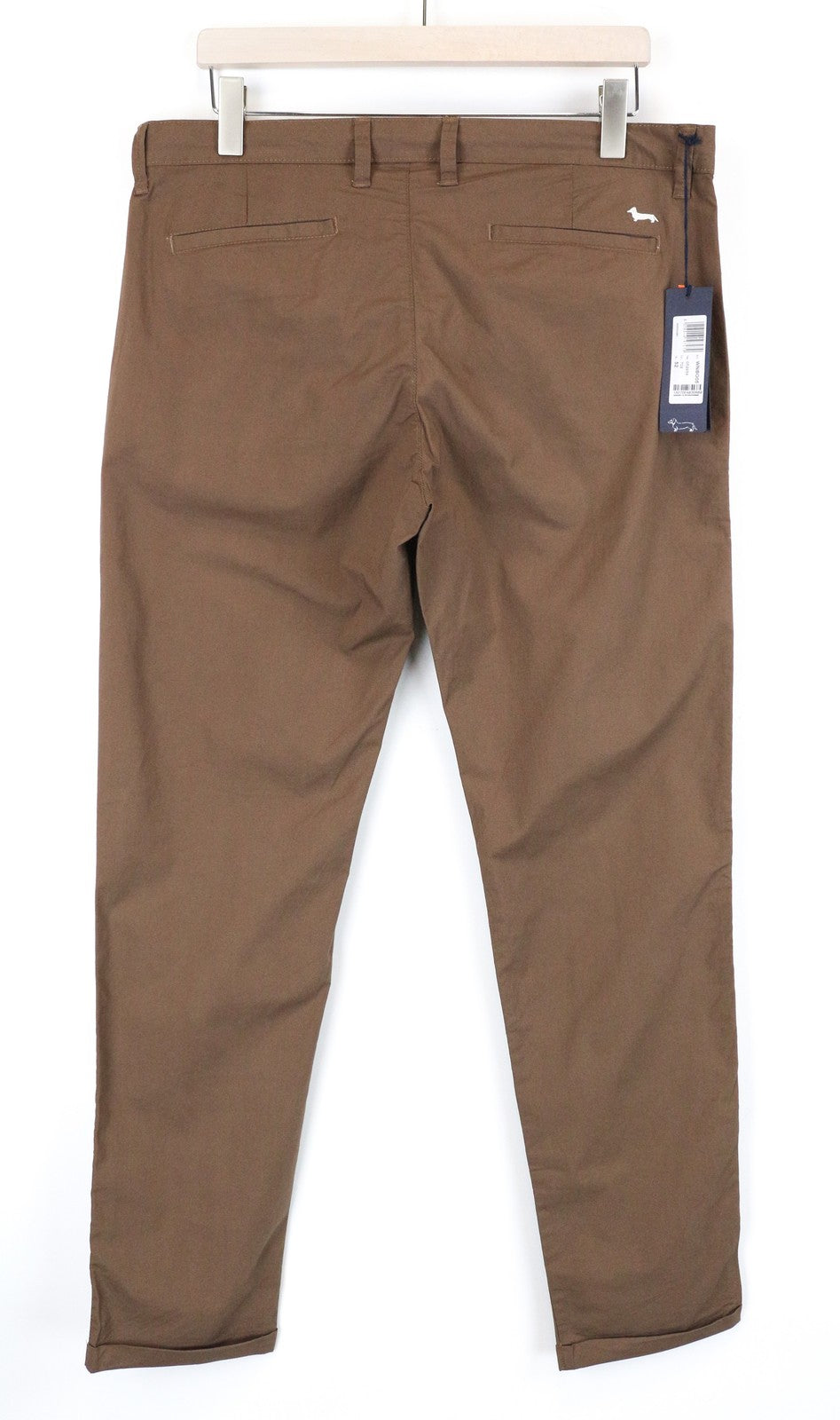 HARMONT & BLAINE Men Trousers 52 Brown Cotton Stretch Narrow Fit Slit Pockets
