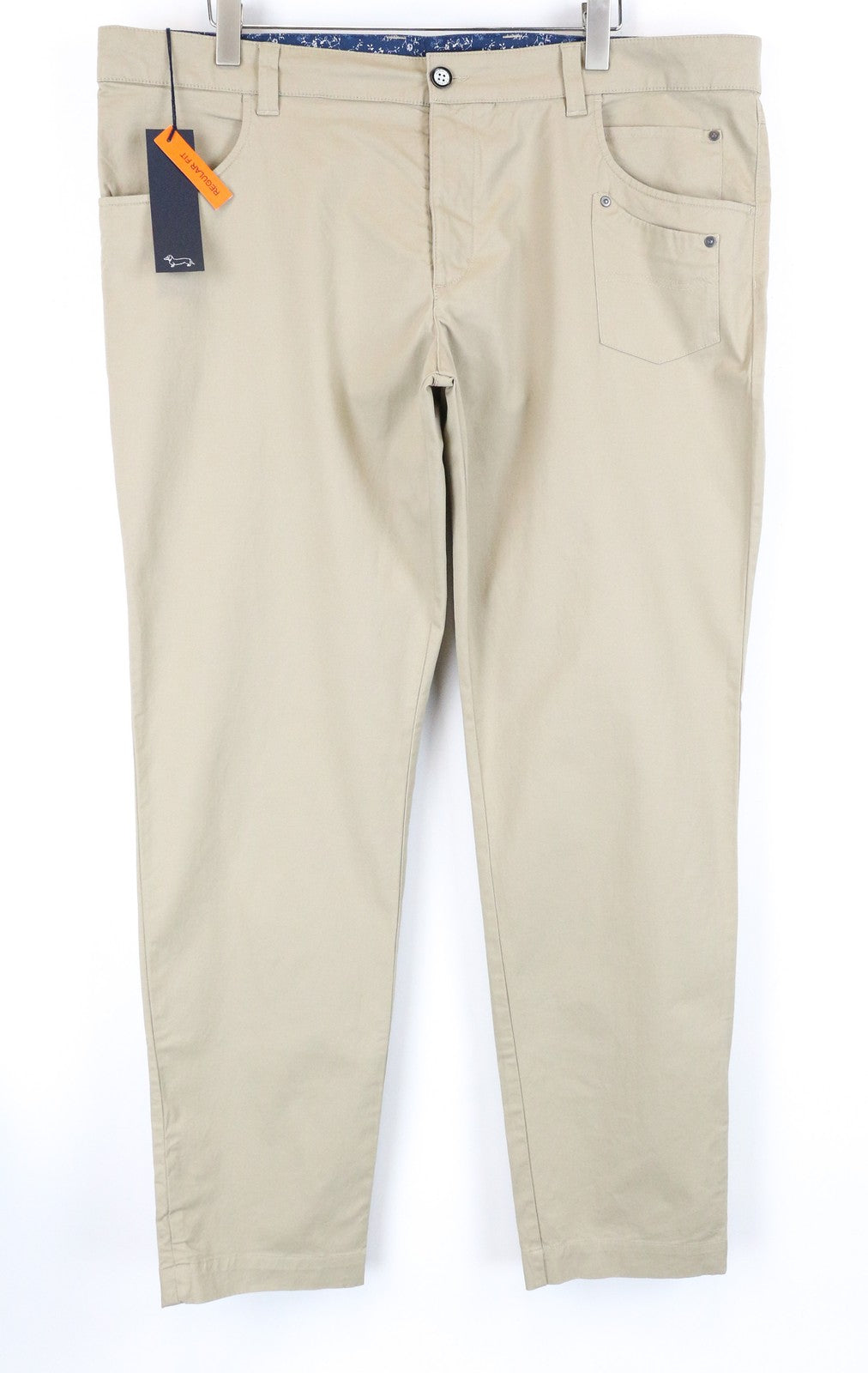 HARMONT & BLAINE Men Trousers 60 Beige Cotton Stretch Regular Fit Casual