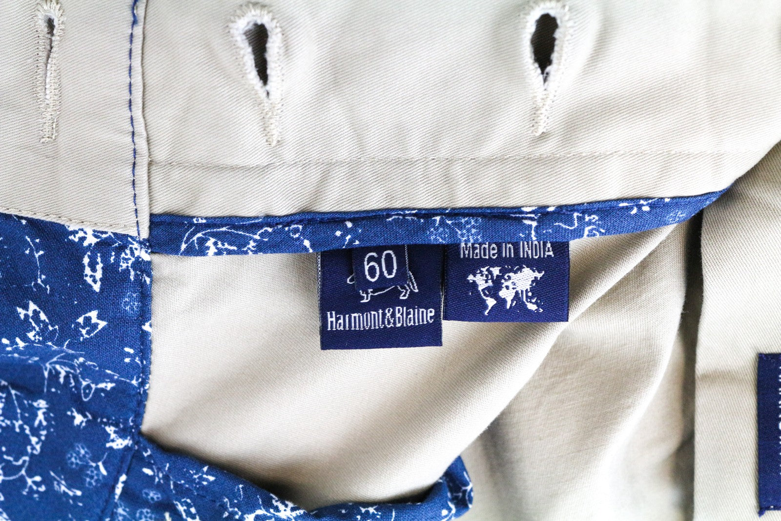 HARMONT & BLAINE Men Trousers 60 Beige Cotton Stretch Regular Fit Casual