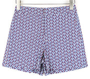 SUITSUPPLY Women Shorts 34 Blue Red Patterned Zip-Fly Slit Pocket Summer