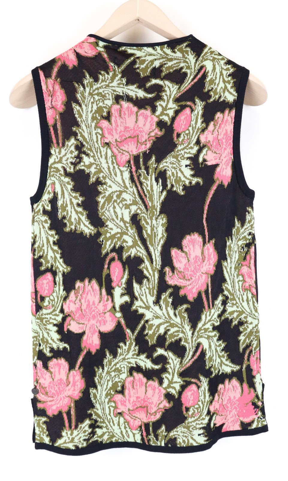 MAISON SCOTCH Women T-Shirt M Navy Flower Pattern Knitted Sleeveless Pull On