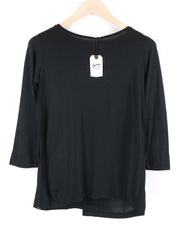 DENHAM Women T-Shirt XS Black 3/4 Sleeved Basic Round Neck Pull On Casual