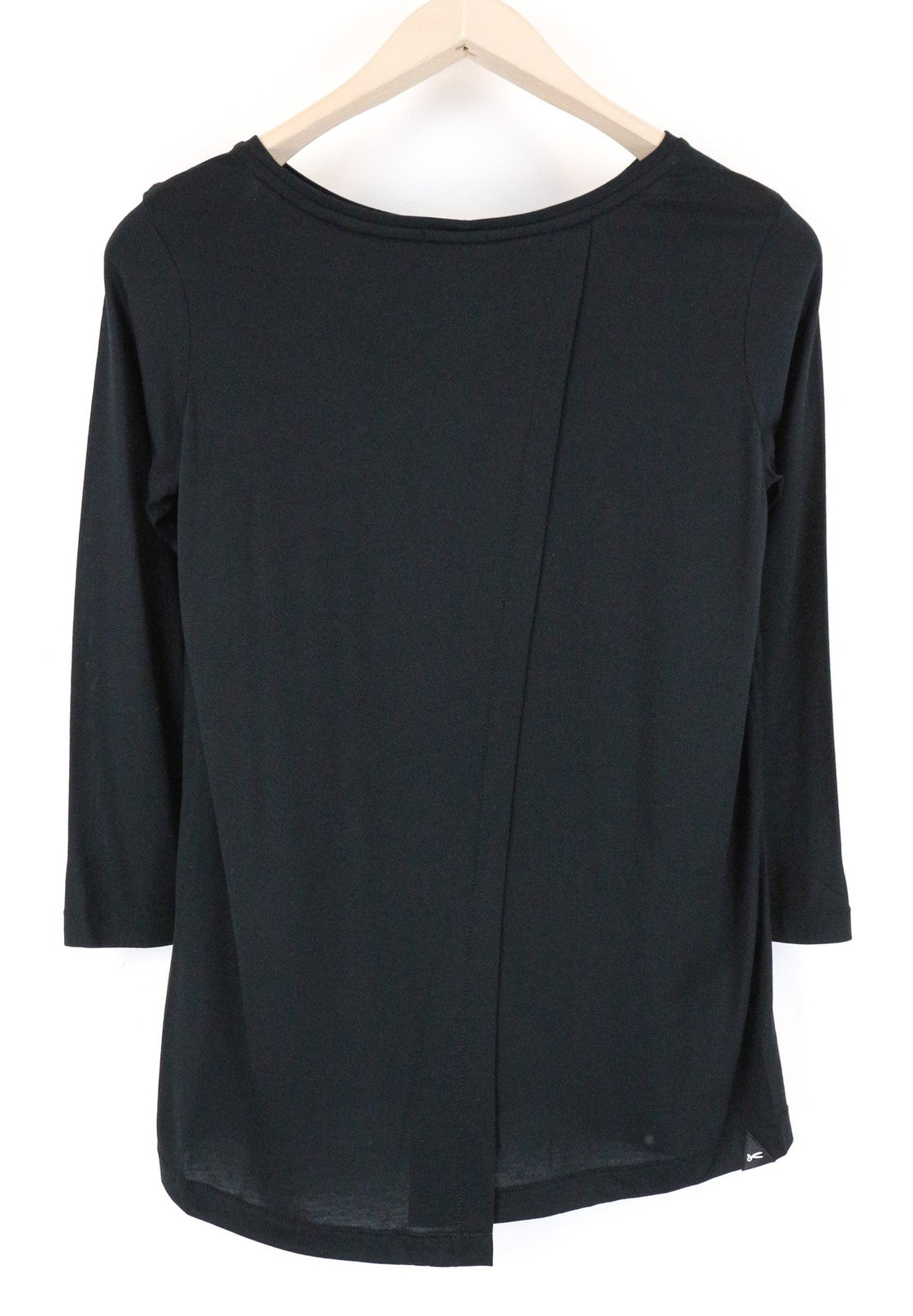 DENHAM Women T-Shirt XS Black 3/4 Sleeved Basic Round Neck Pull On Casual