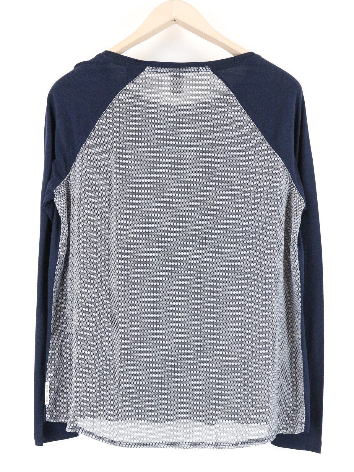 MAISON SCOTCH Women T-Shirt S Navy Cotton Blend Long Sleeved Pull On Casual