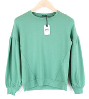 DENHAM Compass Women Sweatshirt 2XS Green Stretch Long Sleeved Oversized