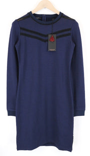 MAISON SCOTCH Women Dress S Dark Blue Cotton Blend Long Sleeve Detailed