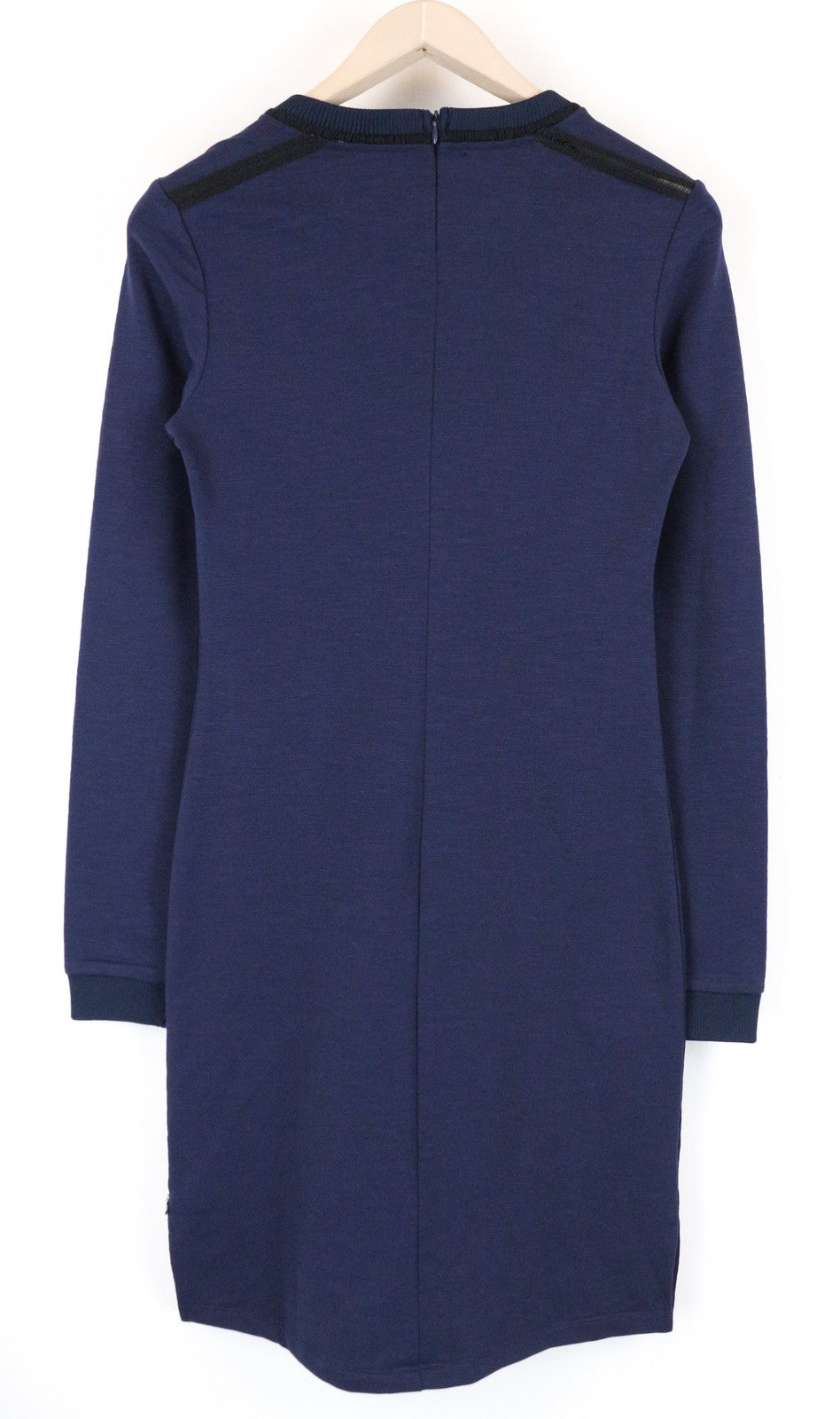 MAISON SCOTCH Women Dress S Dark Blue Cotton Blend Long Sleeve Detailed