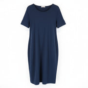 DENHAM Compass Women Dress S Blue Short Sleeve Round Neck Casual Mini