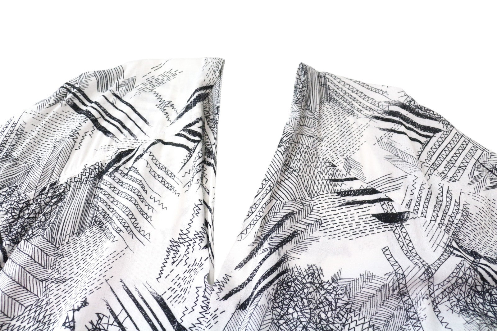 DENHAM Lock Women Dress M Bone White Layered 2in1 Patterned Short Sleeve Belted