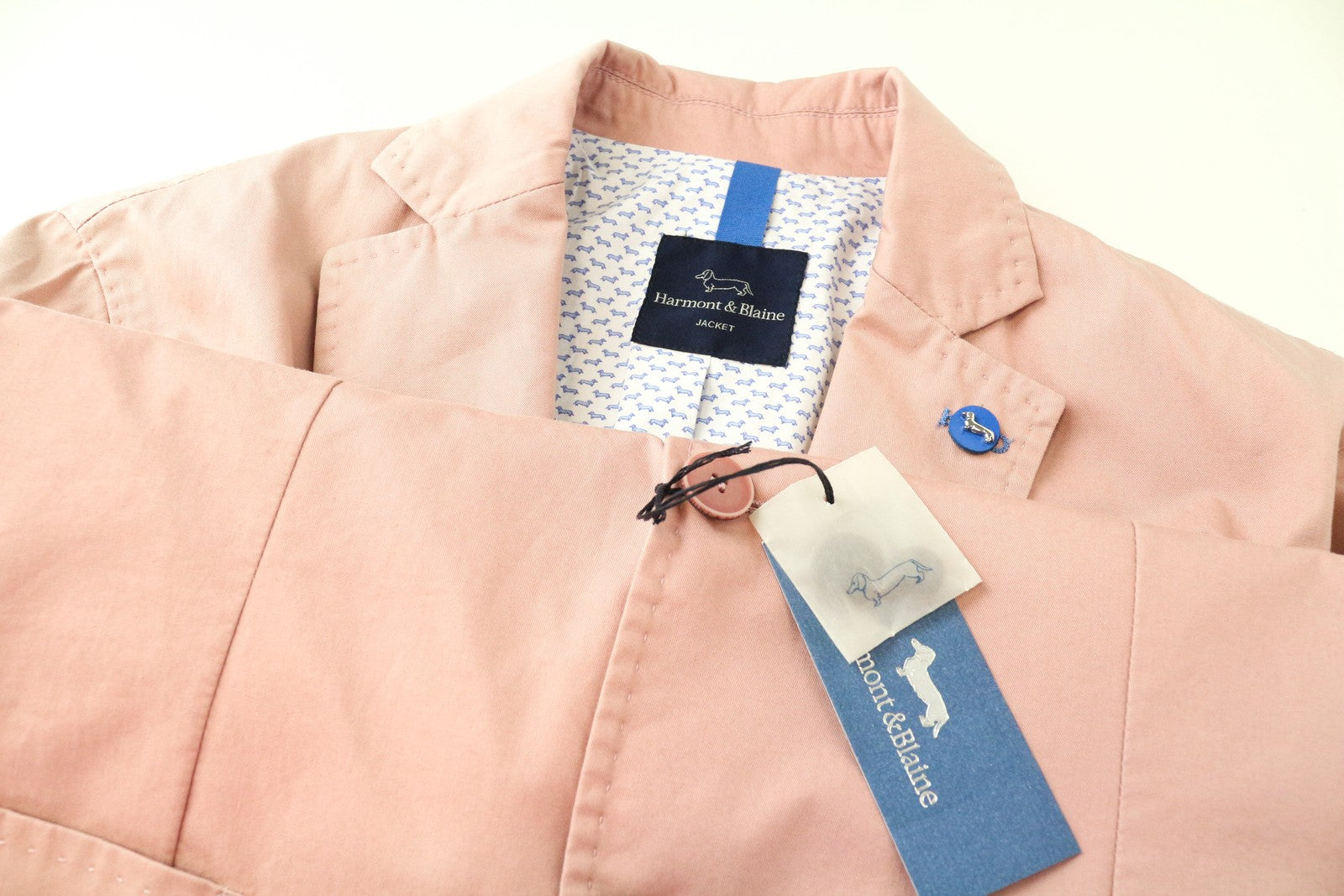 HARMONT & BLAINE Men Blazer 50 Pink Pure Cotton Single-Breast Vented Unlined
