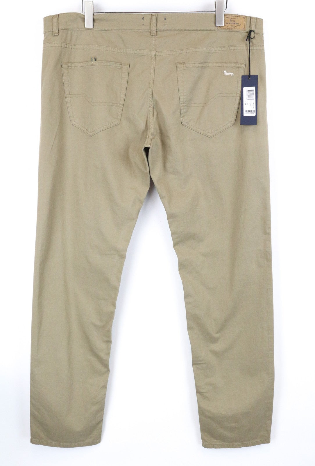 HARMONT & BLAINE Men Trousers 58 Brown Cotton Stretch Narrow Logo Flat Front
