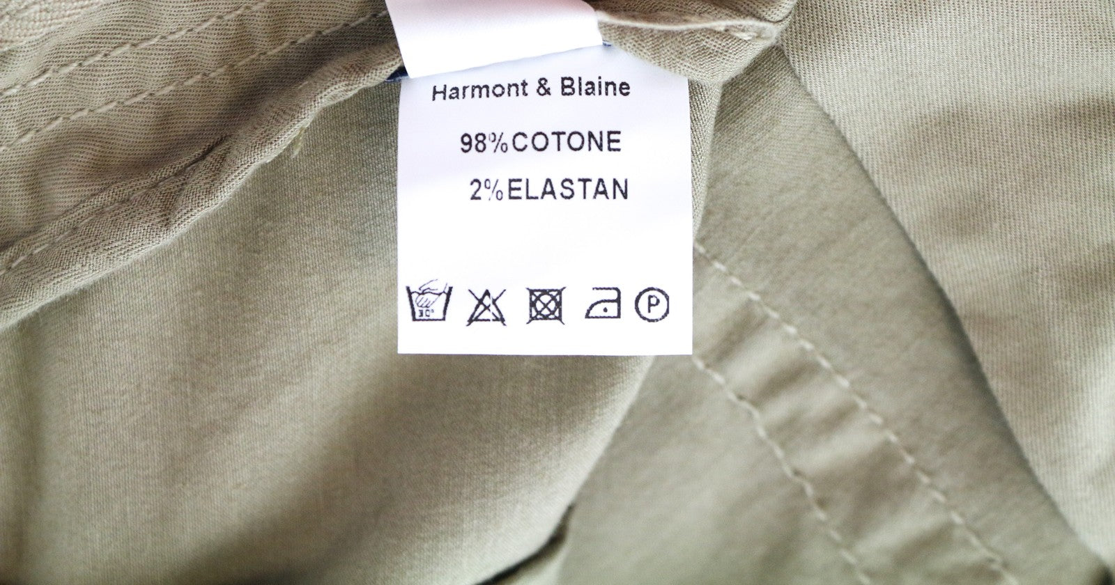 HARMONT & BLAINE Men Trousers 58 Brown Cotton Stretch Narrow Logo Flat Front