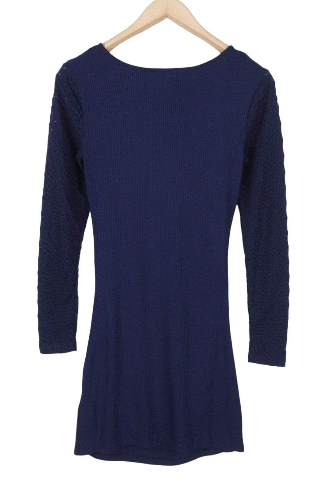 DESIGUAL Praga Women Dress M Dark Blue Round Neck Long Sleeve Fitted Mini