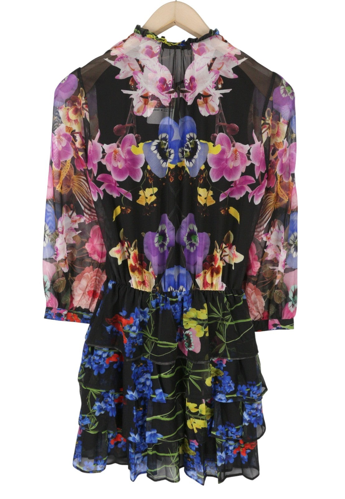 DESIGUAL Leyon Women Dress S Multicolor Floral Print Layered Skirt Mini
