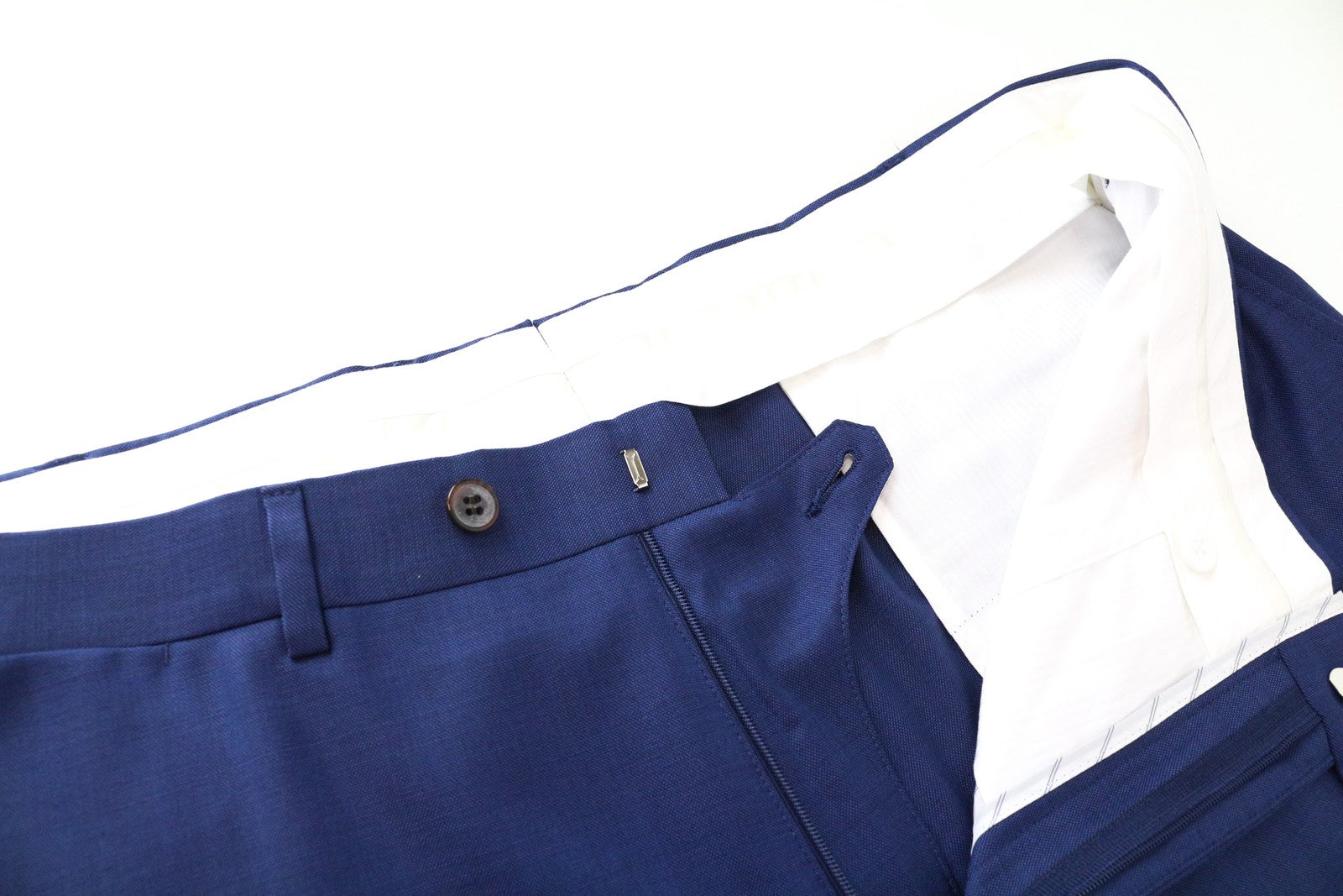 SUITSUPPLY Brescia Men Trousers UK46S Blue Pure Wool Lined Pleated Front Formal