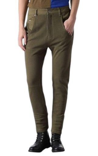 DIESEL Fayza-AA 0EALI Women Trousers W24 Khaki Green Jogg Tricot Slim Fit