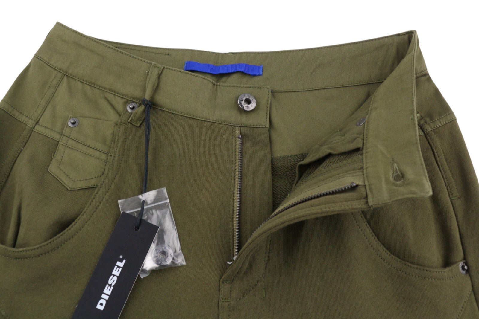 DIESEL Fayza-AA 0EALI Women Trousers W24 Khaki Green Jogg Tricot Slim Fit