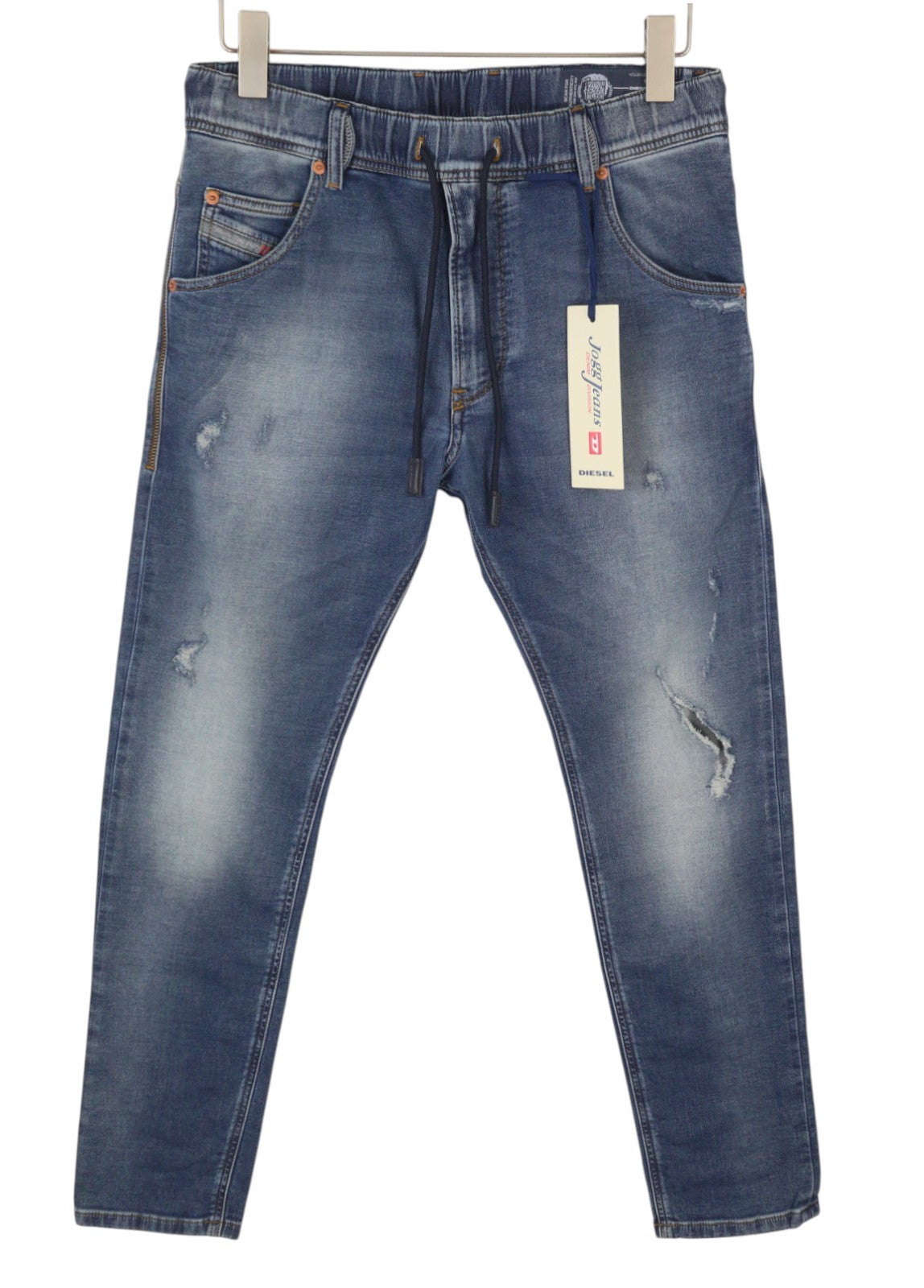 DIESEL Krooley-Ne 084TZ Men Jeans W28 Blue Whiskers Faded Distress Slim Jogg