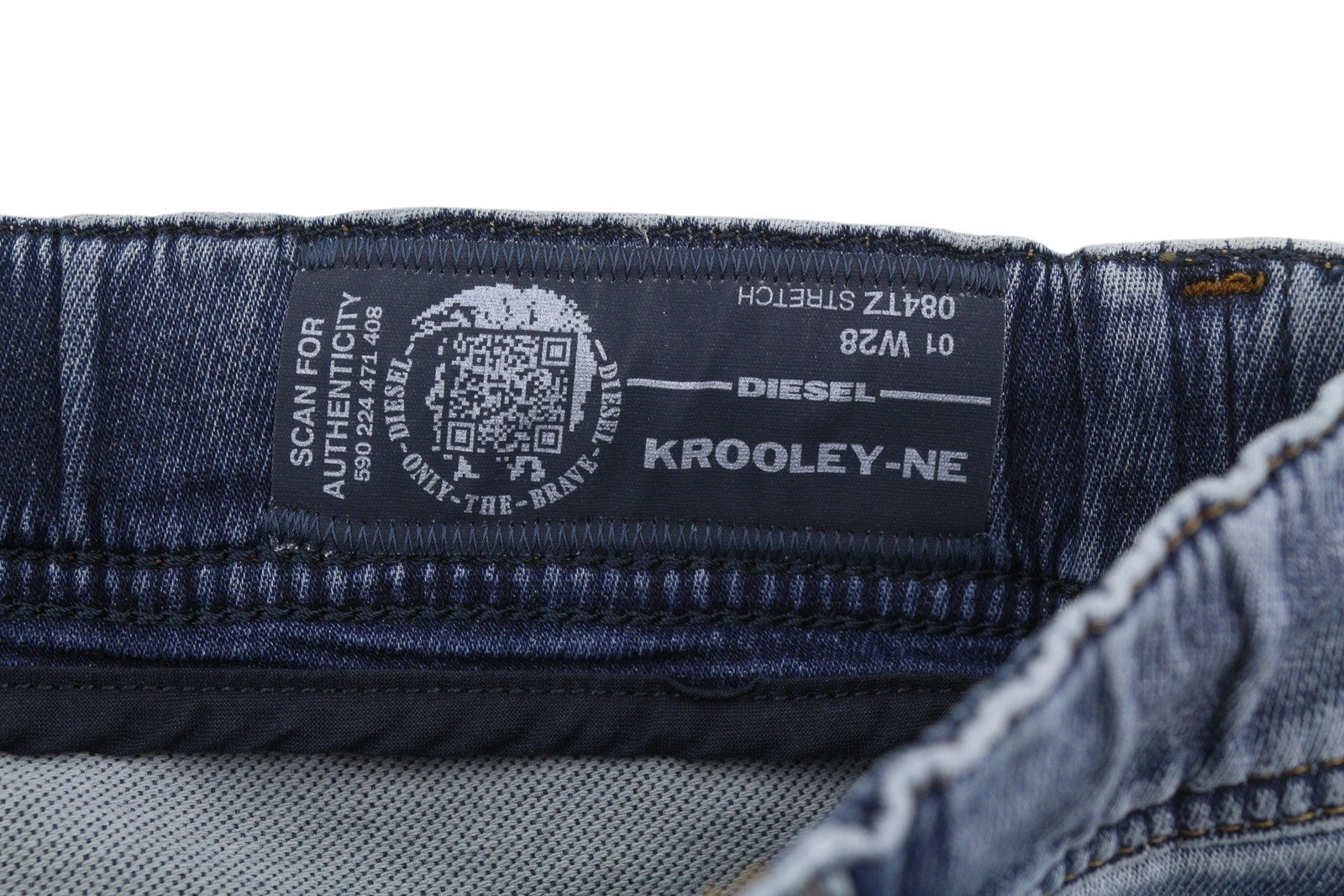 DIESEL Krooley-Ne 084TZ Men Jeans W28 Blue Whiskers Faded Distress Slim Jogg