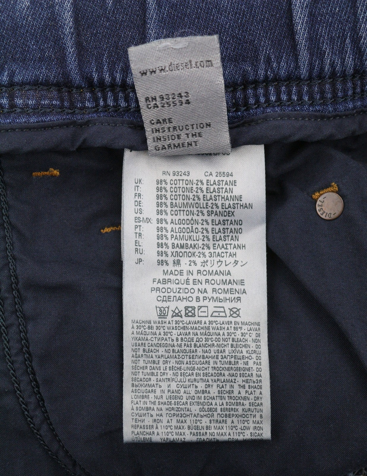 DIESEL Krooley-Ne 084TZ Men Jeans W28 Blue Whiskers Faded Distress Slim Jogg