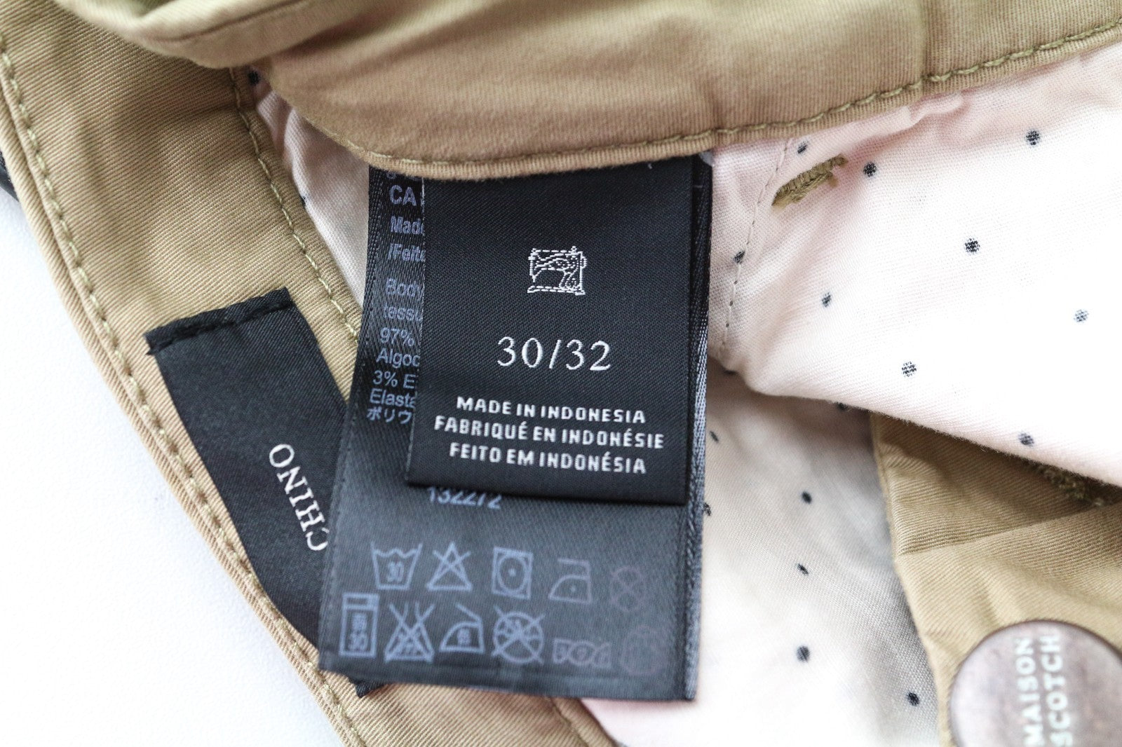 MAISON SCOTCH Women Trousers W30/L32 Sand Brown Slim Cotton Stretch Slit Pocket