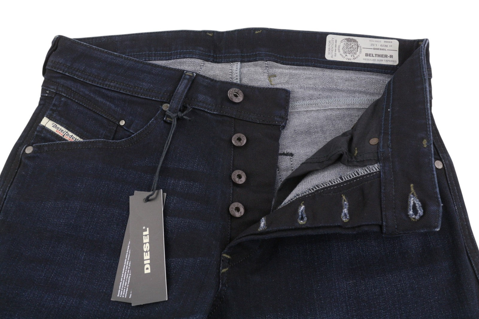 DIESEL Belther-R R46D8 Men Jeans W29/L32 Dark Blue Regular Slim Tapered Stretch