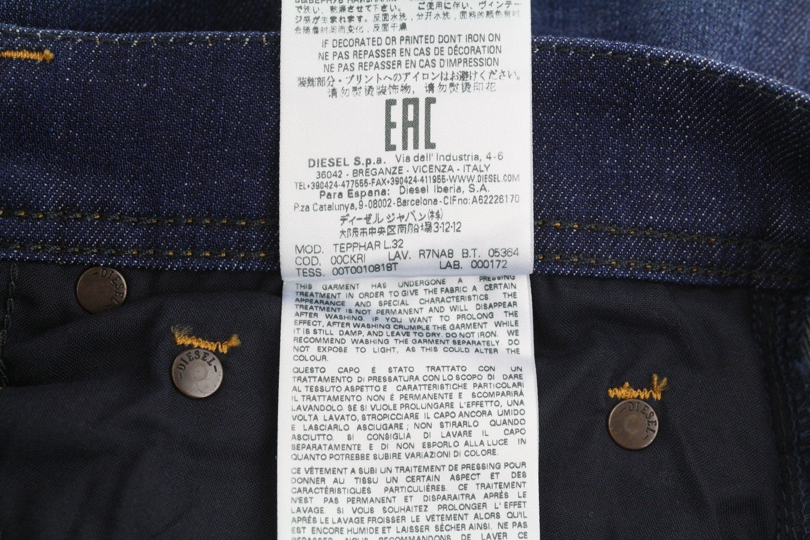 DIESEL Tepphar R7NA8 Men Jeans W29/L32 Blue Faded Distress Slim Carrot Fit