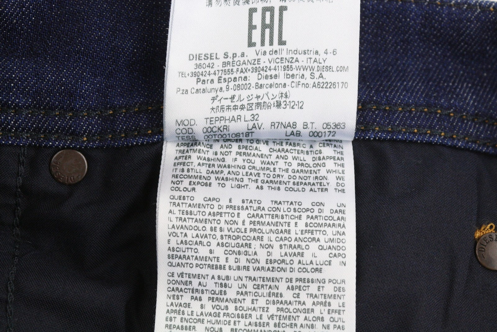 DIESEL Tepphar R7NA8 Men Jeans W28/L32 Blue Faded Distress Slim Carrot Stretch