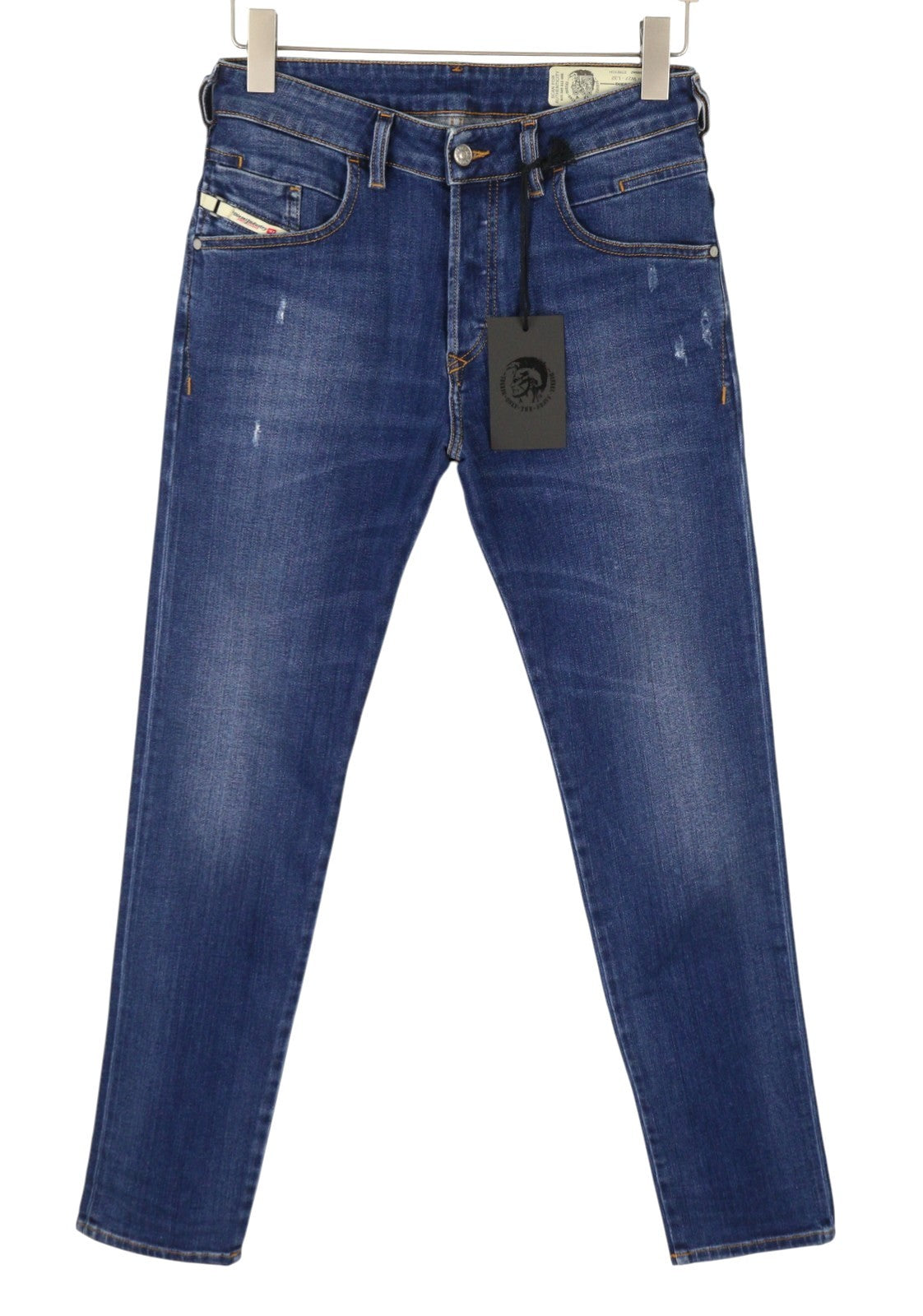 DIESEL D-Bazer 083AZ Men Jeans W27/L32 Blue Faded Distress Tapered Fit Stretch