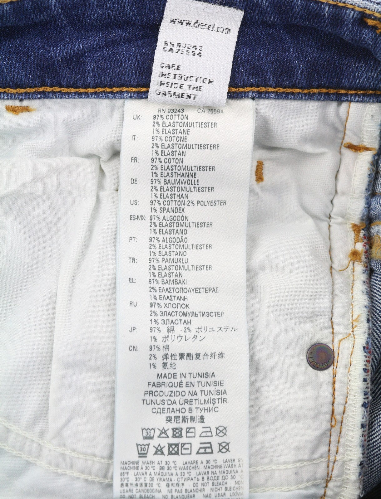 DIESEL D-Bazer 083AZ Men Jeans W27/L32 Blue Faded Distress Tapered Fit Stretch