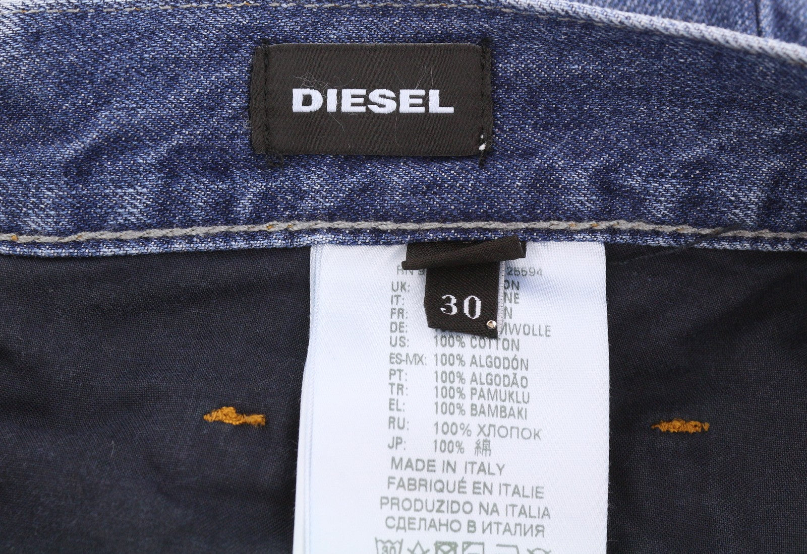 DIESEL D-Wallis 085AR Men Jeans W30 Blue Whiskers Faded Slim Fit Zipped Denim