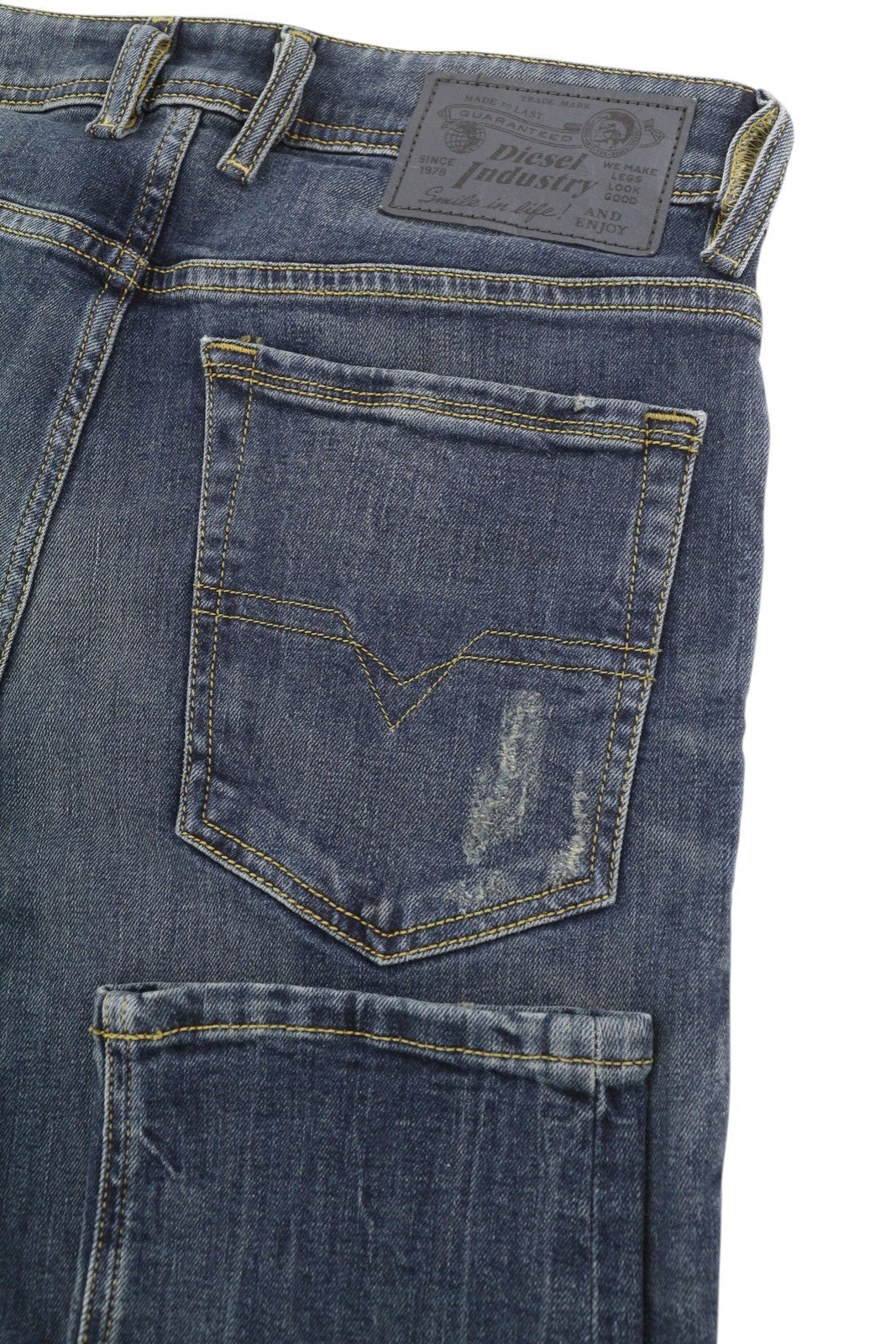 DIESEL Troxer R9CG6 Men Jeans W28/L34 Blue Faded Distress Slim Skinny Stretch