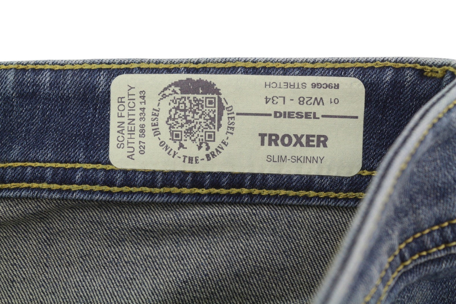 DIESEL Troxer R9CG6 Men Jeans W28/L34 Blue Faded Distress Slim Skinny Stretch