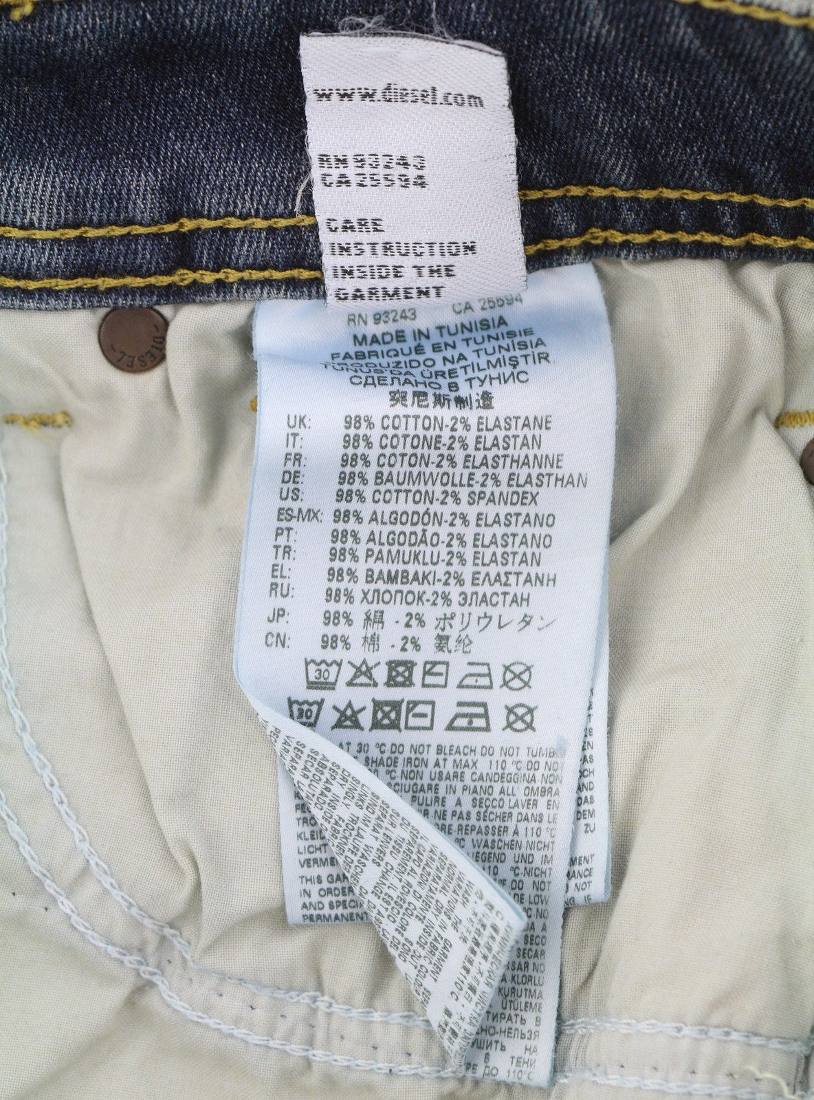 DIESEL Troxer R9CG6 Men Jeans W28/L34 Blue Faded Distress Slim Skinny Stretch