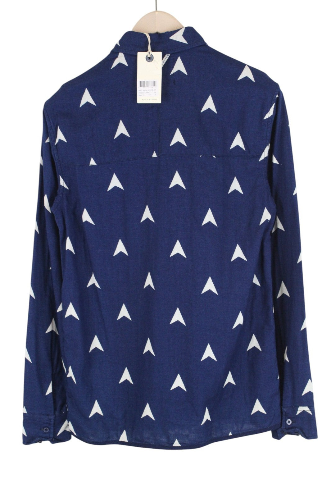 SCOTCH & SODA Ams Blauw Men Shirt S Navy Pure Cotton Patterned Long Sleeved