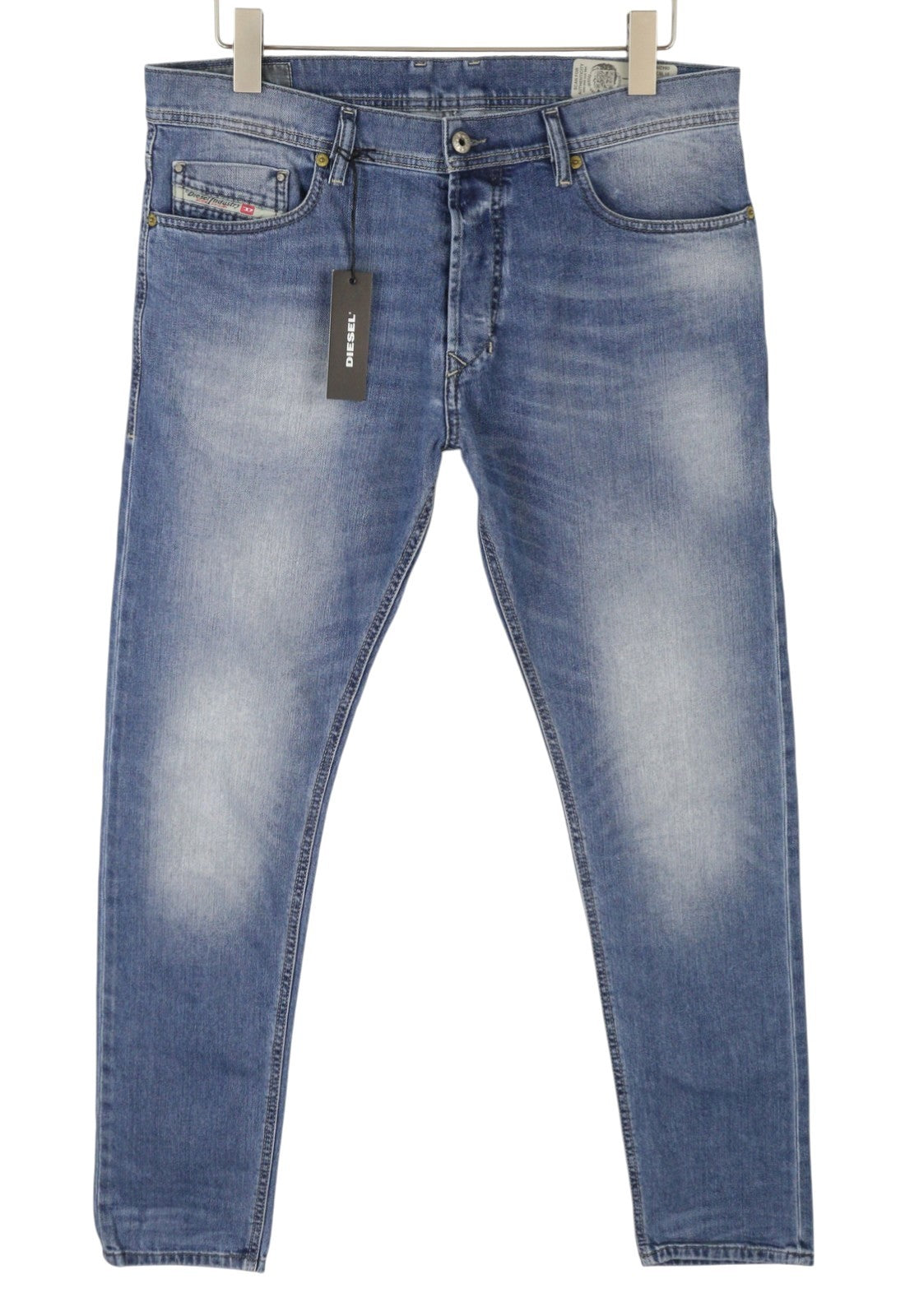 DIESEL Tepphar 0842H Men Jeans W33/L32 Blue Faded Whiskers Slim Carrot Stretch