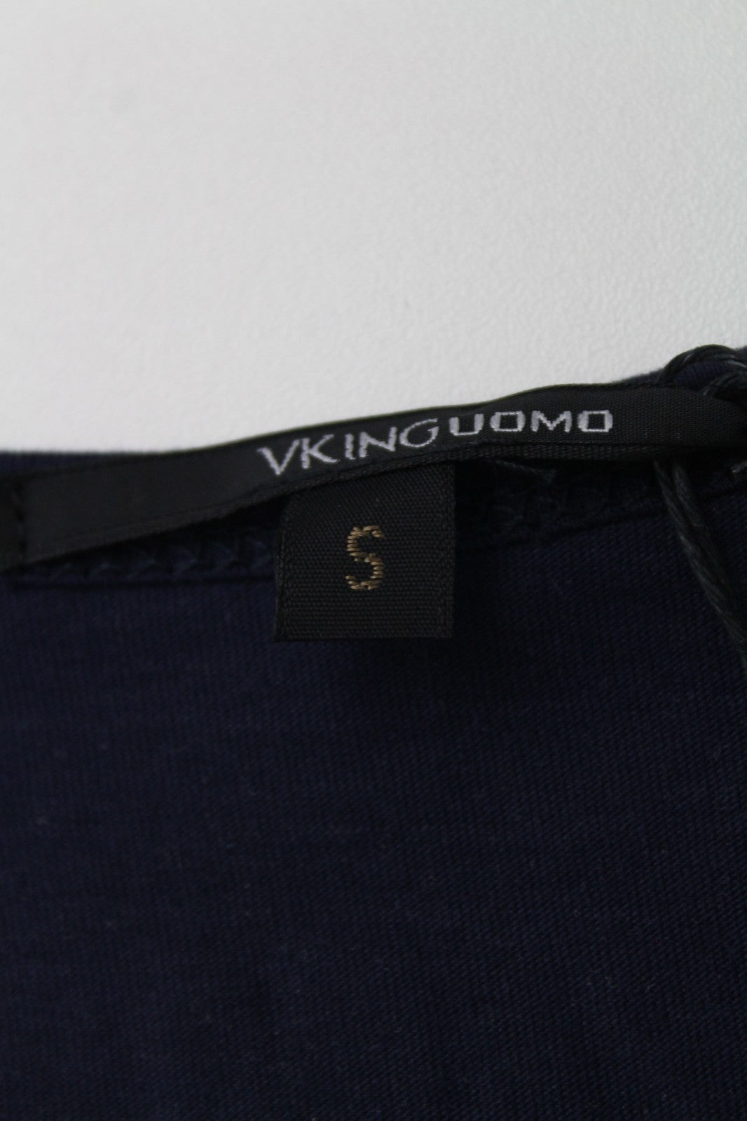 VKING Men T-Shirt S Navy Pure Cotton Phone Logo Short Sleeved Pull On