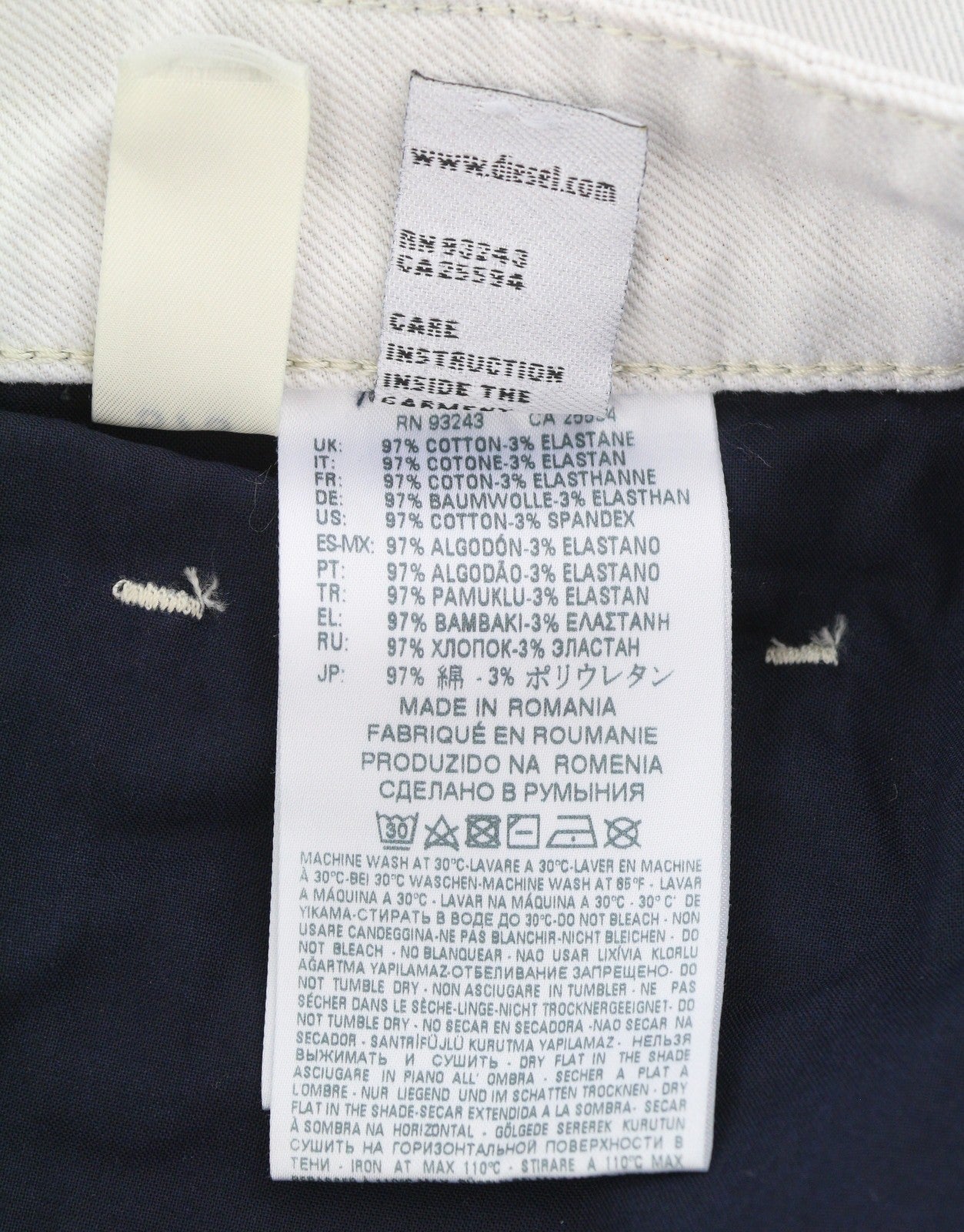 DIESEL Neekhol 003W7 Women Jeans W30/L32 White Distress Regular Straight Denim