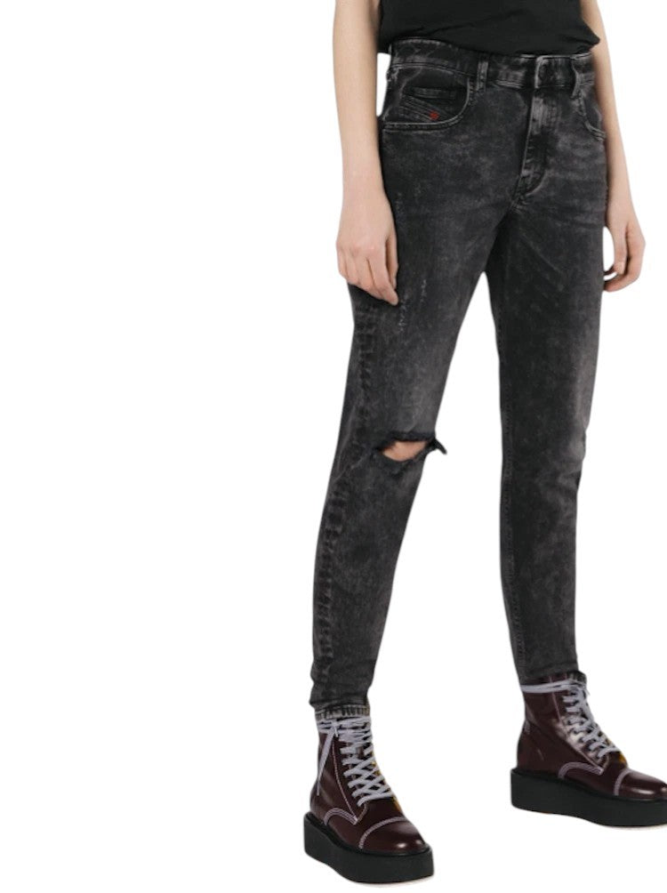 DIESEL Neekhol 069AB Women Jeans W23/L32 Distress Regular Straight Fit Stretch