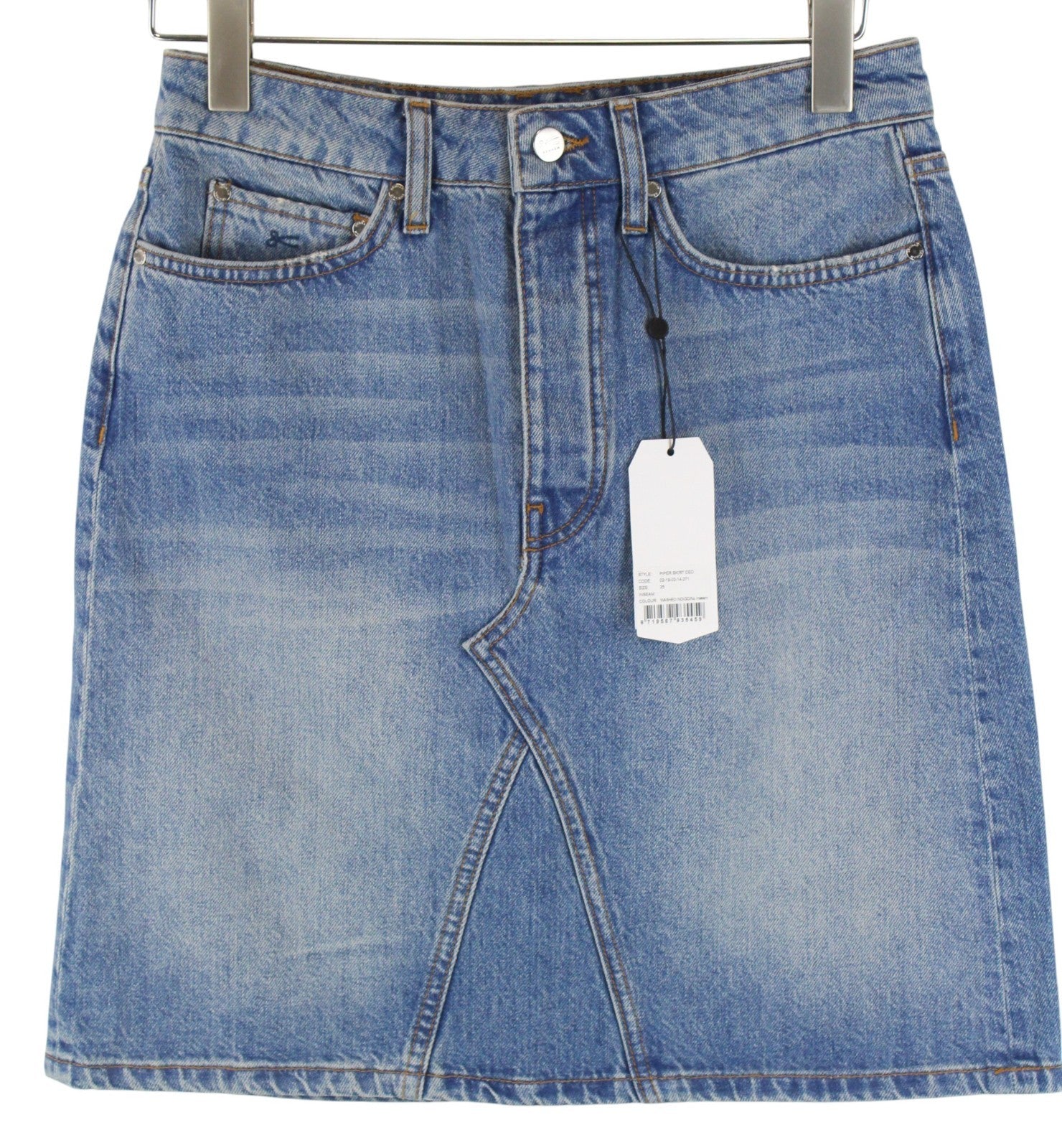 DENHAM Piper Women Skirt W25 Blue Pure Cotton Denim Washed Pocketed 5-Pocket