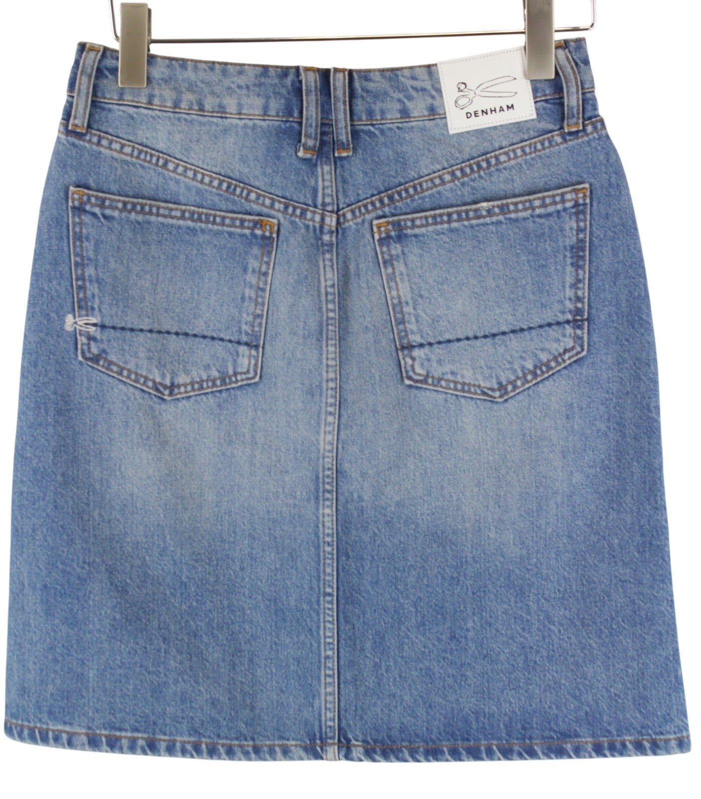 DENHAM Piper Women Skirt W25 Blue Pure Cotton Denim Washed Pocketed 5-Pocket