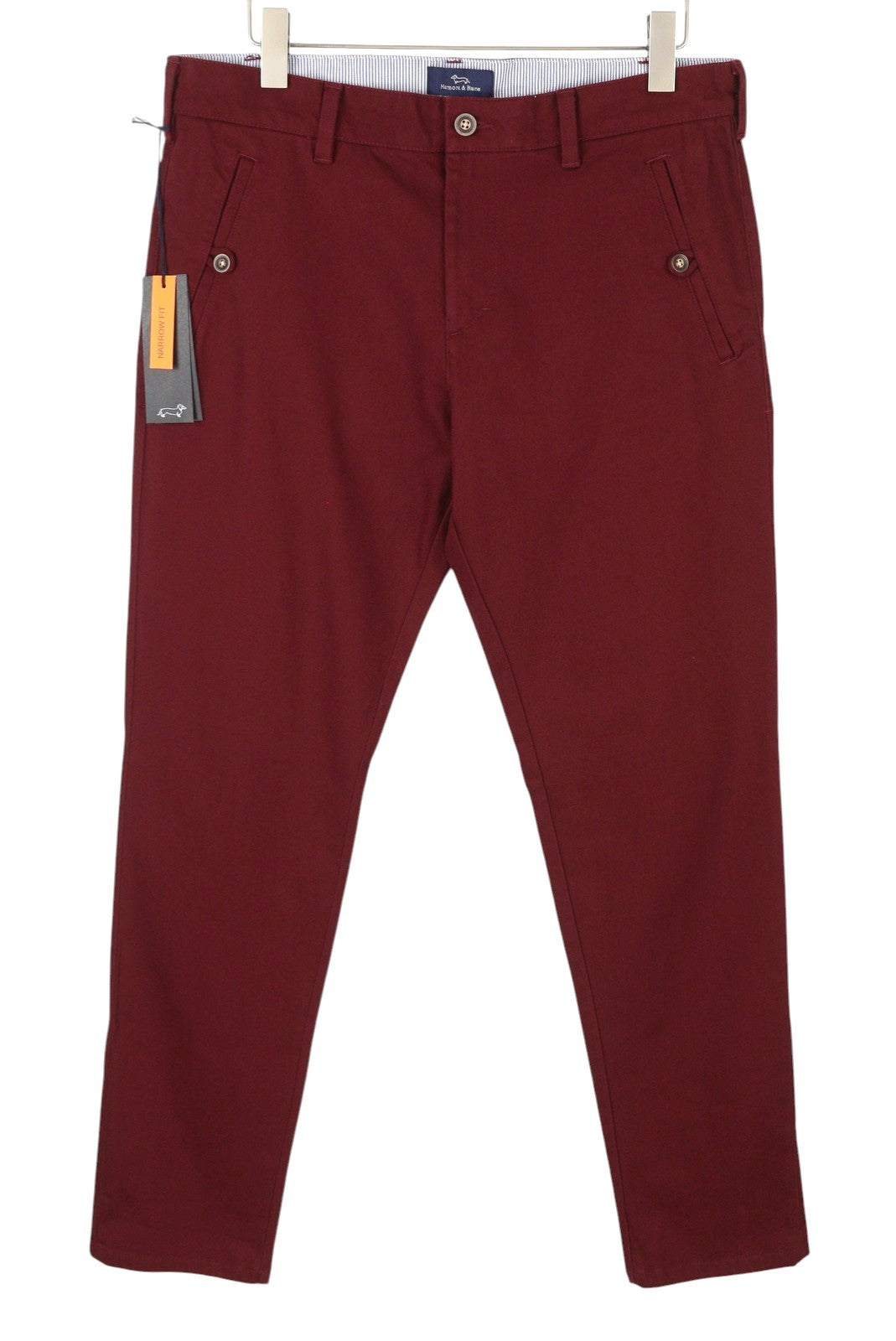 HARMONT & BLAINE Men Trousers 50 W36 Burgundy Narrow Fit Zip Fly Chino