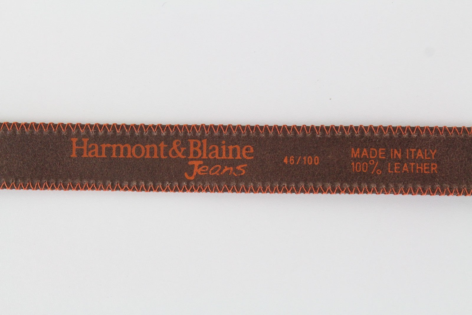 HARMONT & BLAINE Men Belt 100 cm Brown Leather Round-End Orange Threading