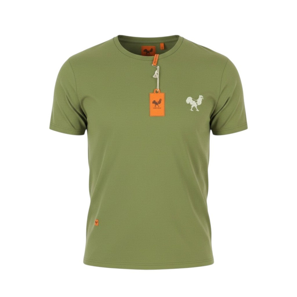 GOOD GENES Men T-Shirt S Olive Green Crew Neck Short Sleeved